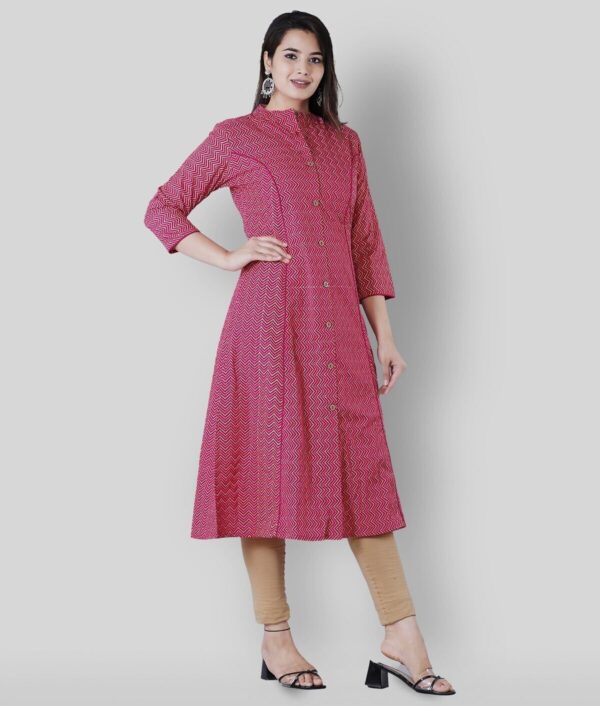 Women Geometric Print Cotton Blend A-line Kurti and pant